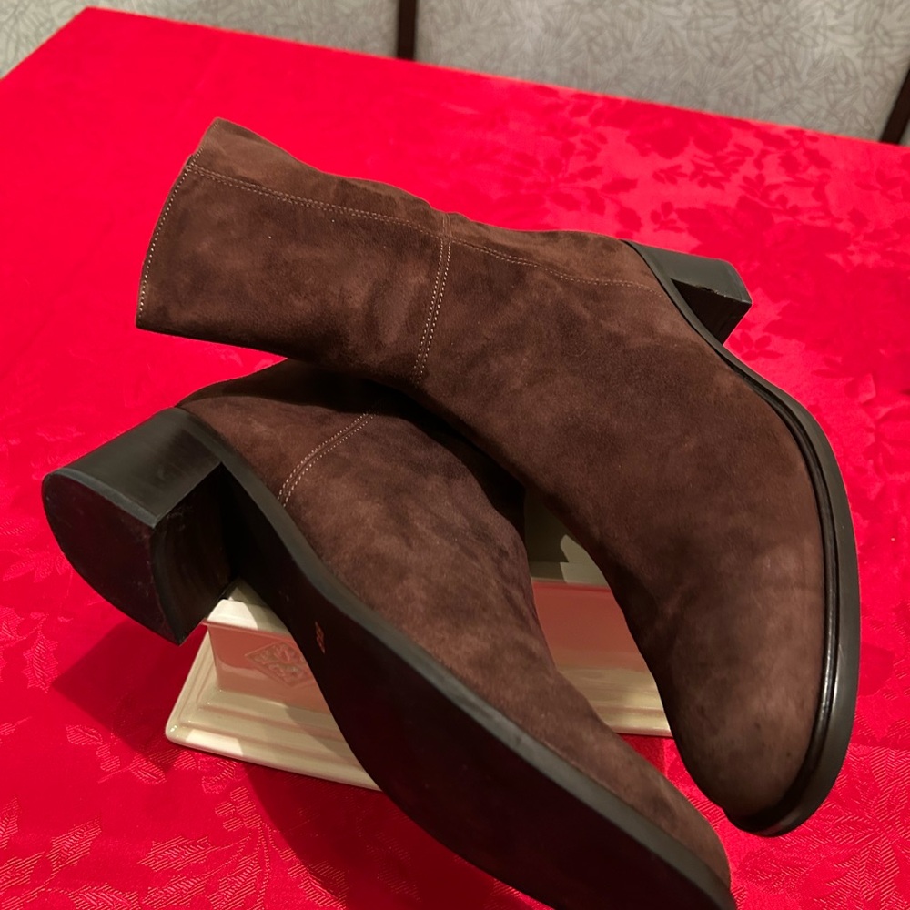 Coach Dark Brown Suede Ankle Boots - Picture 3 of 12
